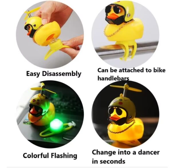 Cute soft bike lights bicycle bell rubber motorcycle horn small yellow helmet duck - Image 9