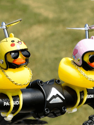Cute soft bike lights bicycle bell rubber motorcycle horn small yellow helmet duck