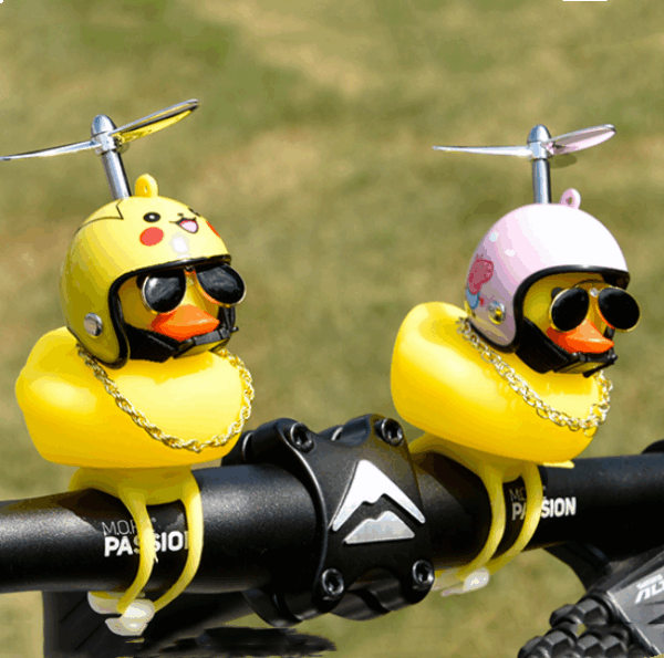 Cute soft bike lights bicycle bell rubber motorcycle horn small yellow helmet duck