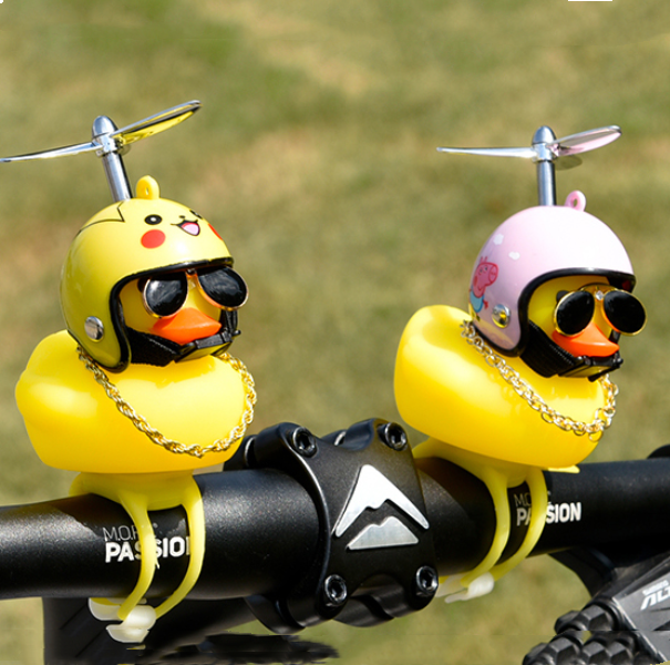 Cute soft bike lights bicycle bell rubber motorcycle horn small yellow helmet duck