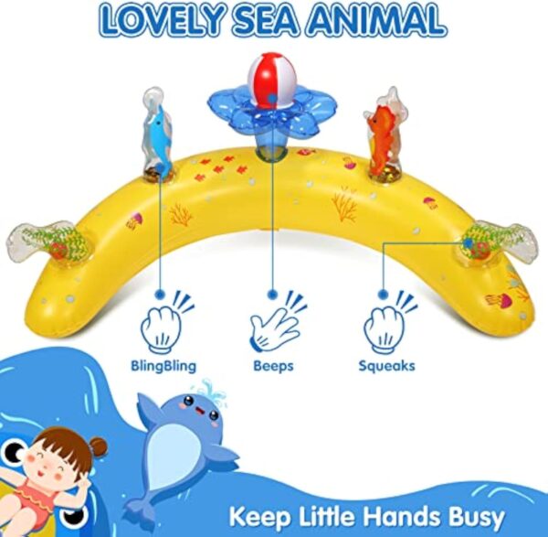 Baby Pool Float with Canopy UPF50+ Sun Protection, 6-24 Months Inflatable Infant Swimming Ring, Bath Floatie, Swimming Pool Accessories, and Toy Play Console with Adjustable Safety Seat - Image 3