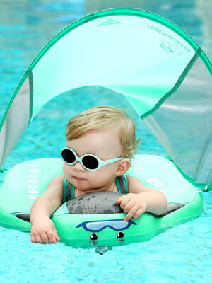 Adjustable Safety Seat Baby Pool Float with Canopy Inflatable Infant Swimming Ring Bath Floatie Pool Accessories