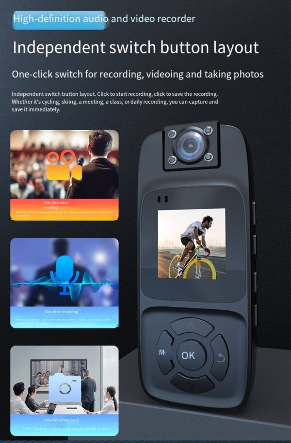 Ultra-clear portable back-clip infrared night vision action sport camera with video audio recording - Image 13