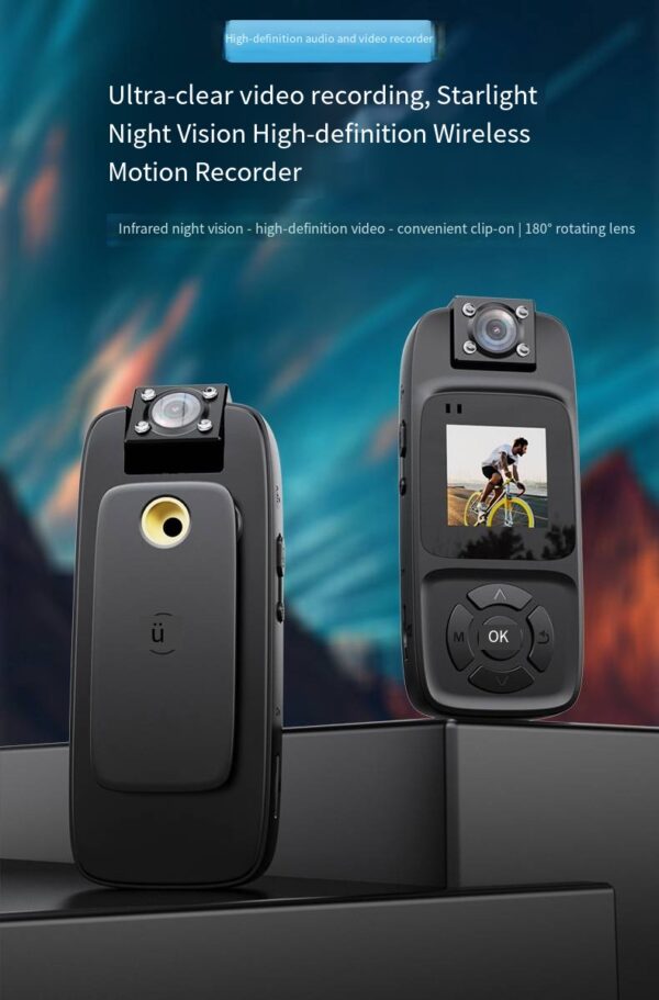 Ultra-clear portable back-clip infrared night vision action sport camera with video audio recording - Image 3
