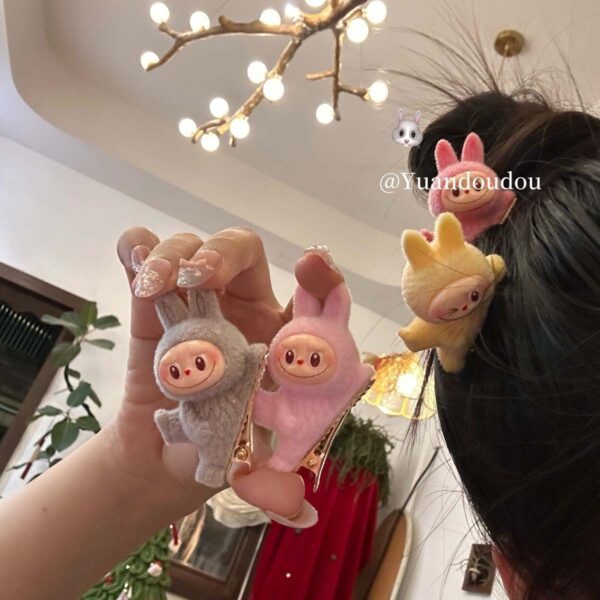 POP MART Labubu flocky children kids adult hair clip