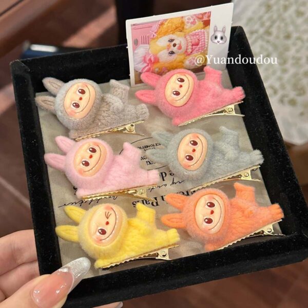 POP MART Labubu flocky children kids adult hair clip - Image 2