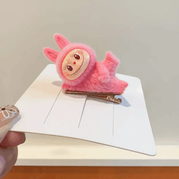 POP MART Labubu flocky children kids adult hair clip - Image 3