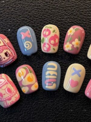 POP  MART labubu notched teeth  culture toys colorful nail stickers