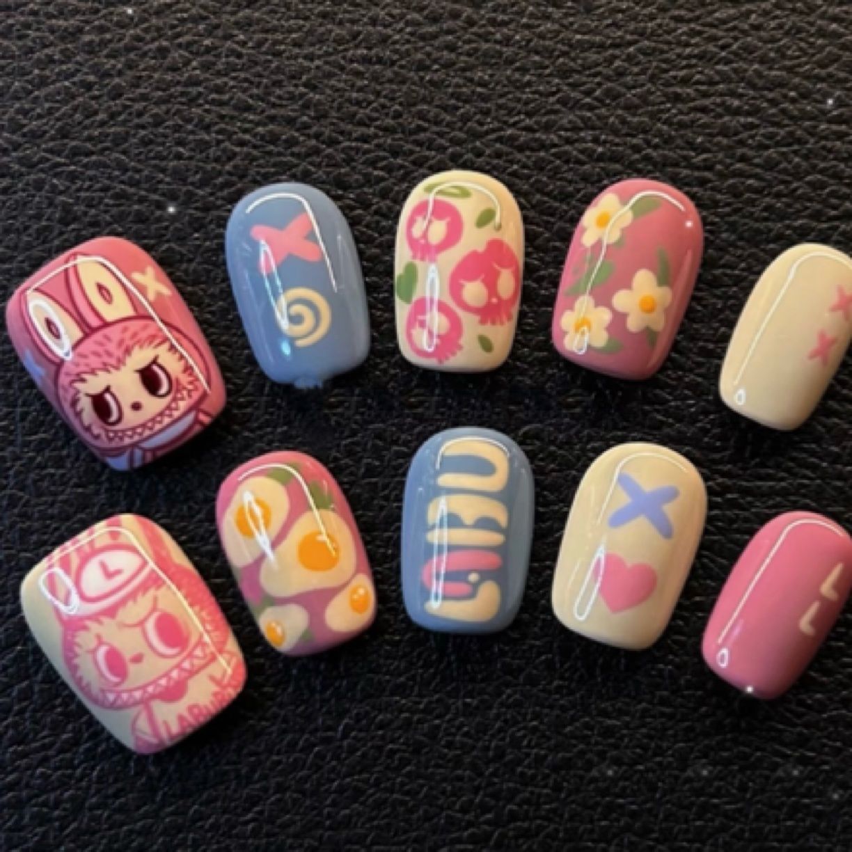 POP  MART labubu notched teeth  culture toys colorful nail stickers