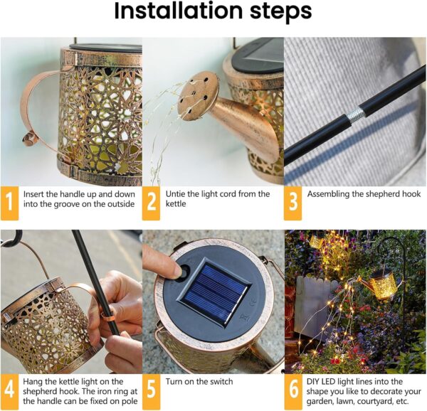 Outdoor Waterproof Metal  Decorative Hanging  Patio Lawn  Solar Garden Decor Yard Lights - Image 4