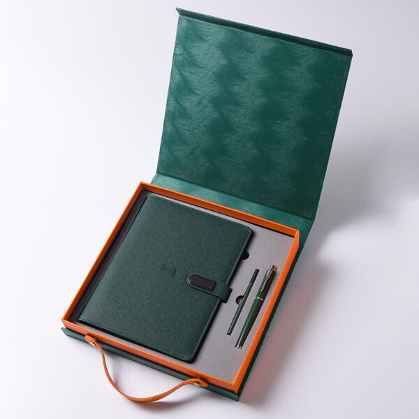 A5 Wireless phone charging 8000mah leather notebook gift box with USB flash drive - Image 7