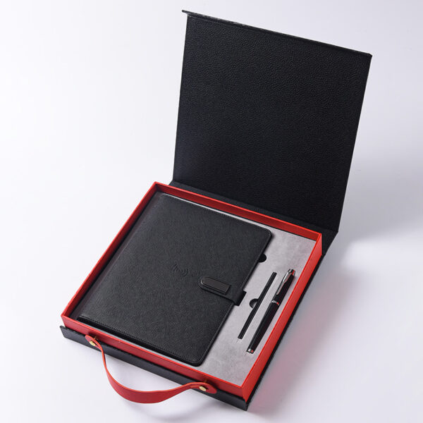 A5 Wireless phone charging 8000mah leather notebook gift box with USB flash drive - Image 9