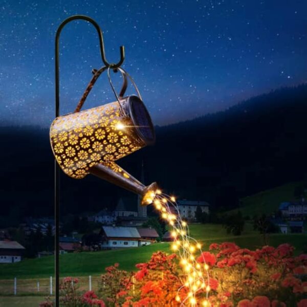 Solar Watering Can with Lights Garden Decor Large Solar Powered Lanterns Hanging LED Decorative Retro Metal Kettle String Lights for Table Yard Pathway Walkway Gardening Gifts