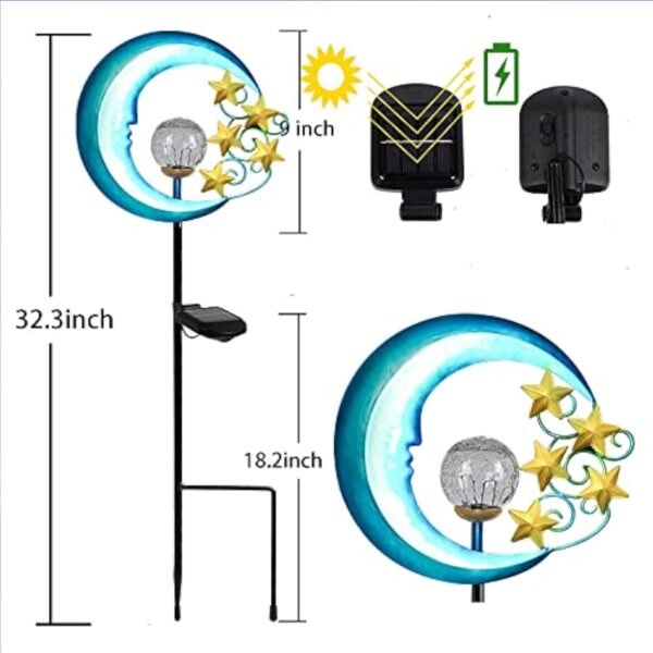 Solar Powered Garden Lights Decorative Stars Moon Solar Lights Led Waterproof Landscape Lighting for Pathway,Yard,Lawn,Patio - Image 7
