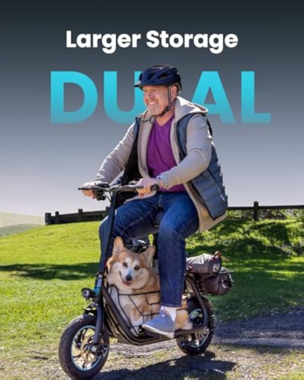 Adults Electric Scooter with Large Middle Basket, 550W Motor 18.6 MPH 20 Mile Distance, Foldable E-Scooter with seat for Pets & Cargo - Image 2