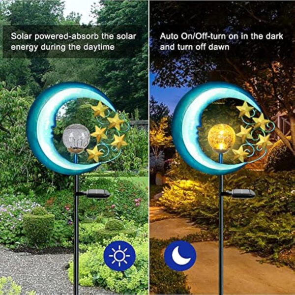 Solar Powered Garden Lights Decorative Stars Moon Solar Lights Led Waterproof Landscape Lighting for Pathway,Yard,Lawn,Patio - Image 6