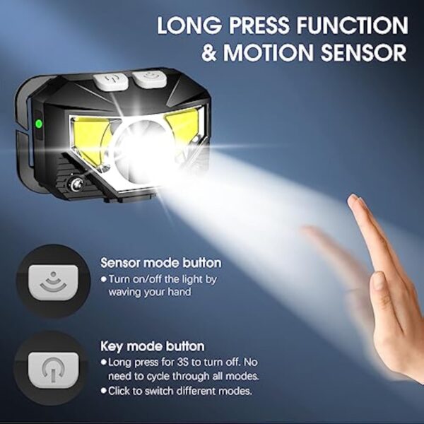 2 packs Headlamp Flashlight Lumen Ultra-Light Bright LED Rechargeable Headlight with White Light - Image 11