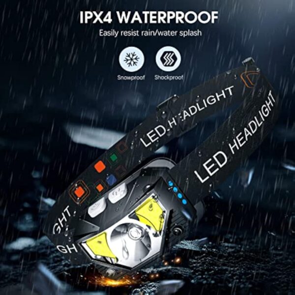 2 packs Headlamp Flashlight Lumen Ultra-Light Bright LED Rechargeable Headlight with White Light - Image 16