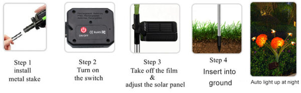 4 Pack Waterproof  Solar Garden Lights Swaying Bee  Fall Decoration Lights With Flowers Firefly Lights Outdoor for Garden Patio Yard Pathway - Image 12