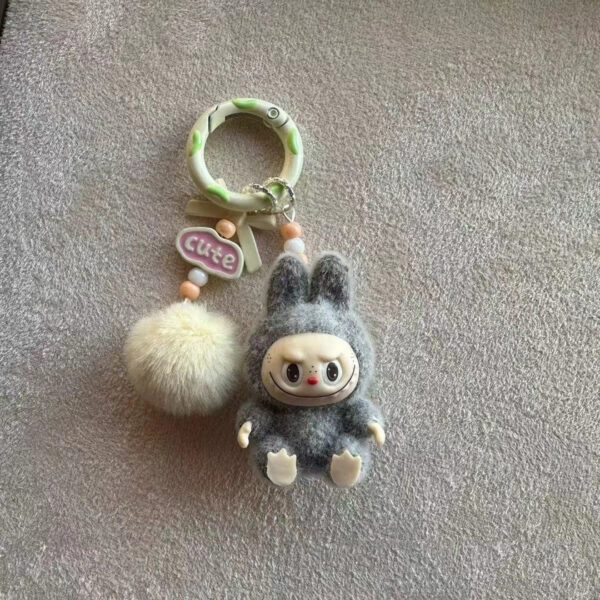 Labubu velvet flocking keychain doll pendant keyring - Image 6
