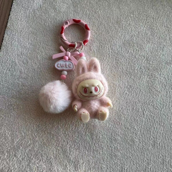 Labubu velvet flocking keychain doll pendant keyring - Image 7