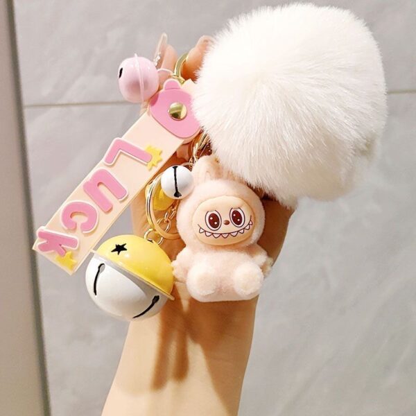 Labubu velvet flocking keychain doll pendant keyring - Image 3