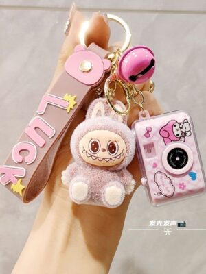 Labubu velvet flocking keychain doll pendant keyring