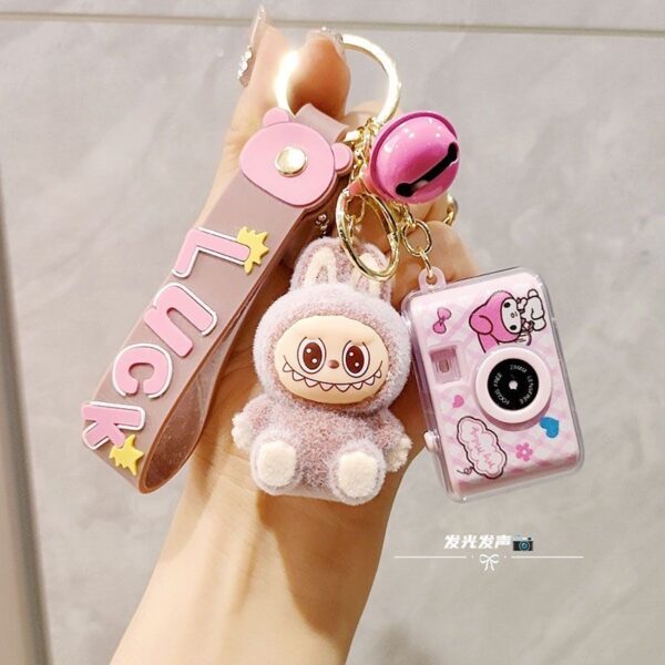 Labubu velvet flocking keychain doll pendant keyring