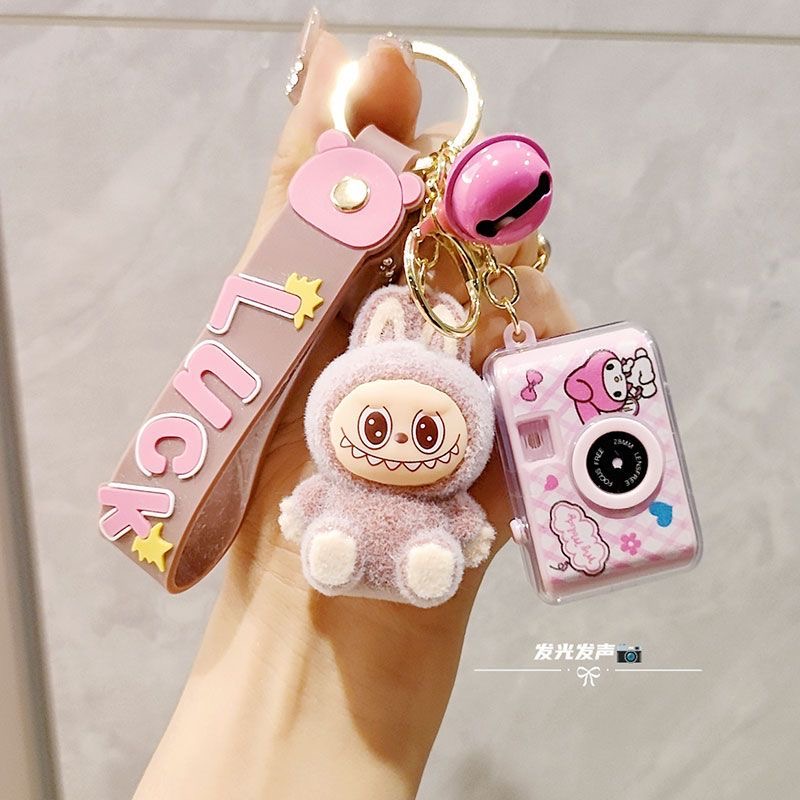 Labubu velvet flocking keychain doll pendant keyring