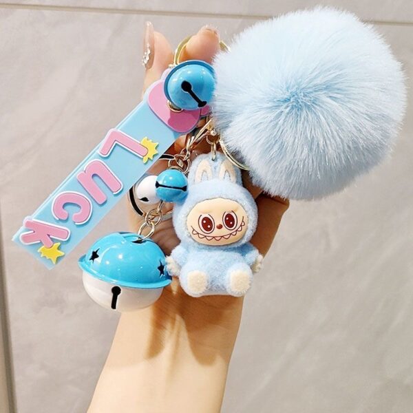Labubu velvet flocking keychain doll pendant keyring - Image 4