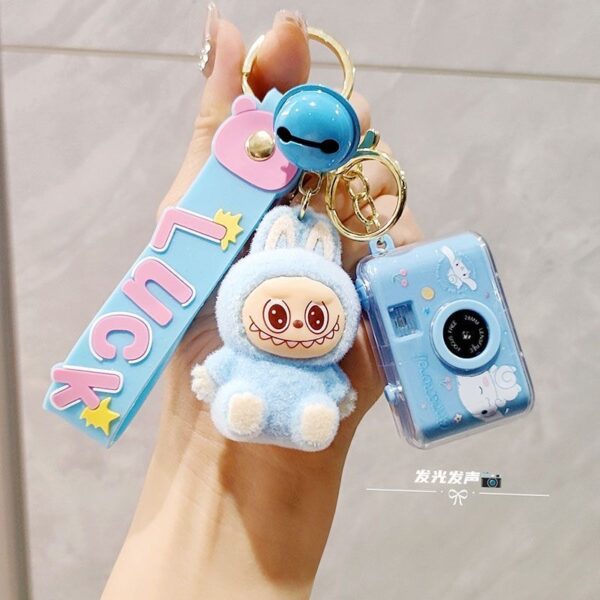 Labubu velvet flocking keychain doll pendant keyring - Image 2