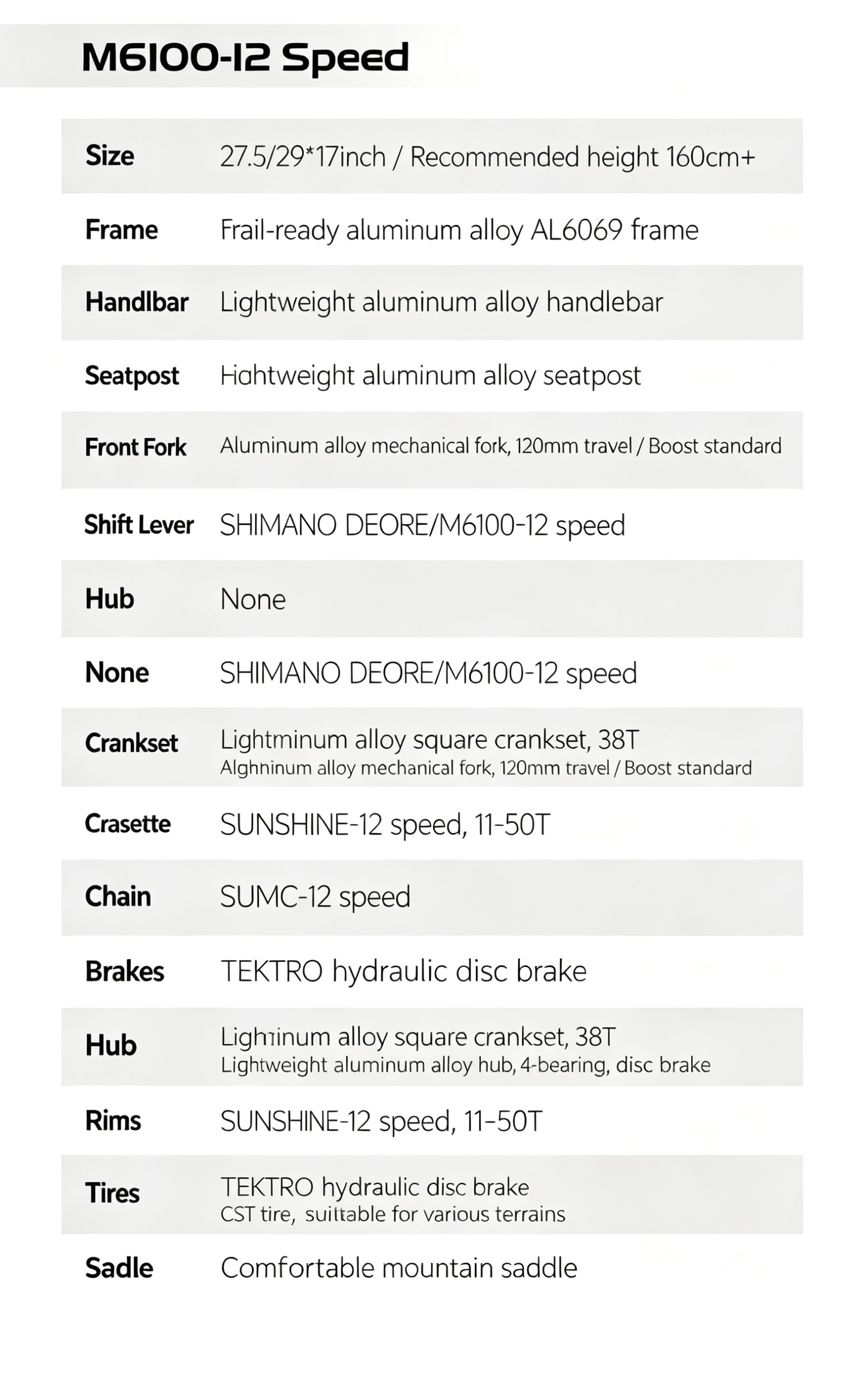Dirt Jump bike spec